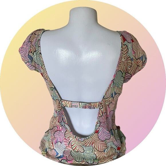 Marc Jacobs Womens Sz Small Silk Chiffon Backless Multicolor Short Sleeve Top - Picture 2 of 10